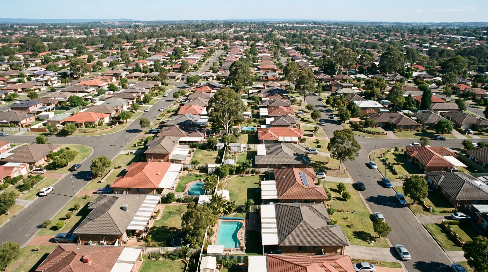 Aerial view of a Blacktown residential neighbourhood